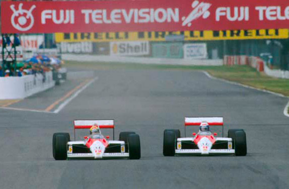 Айртон Сенна и Ален Прост на Гран-при Японии-88