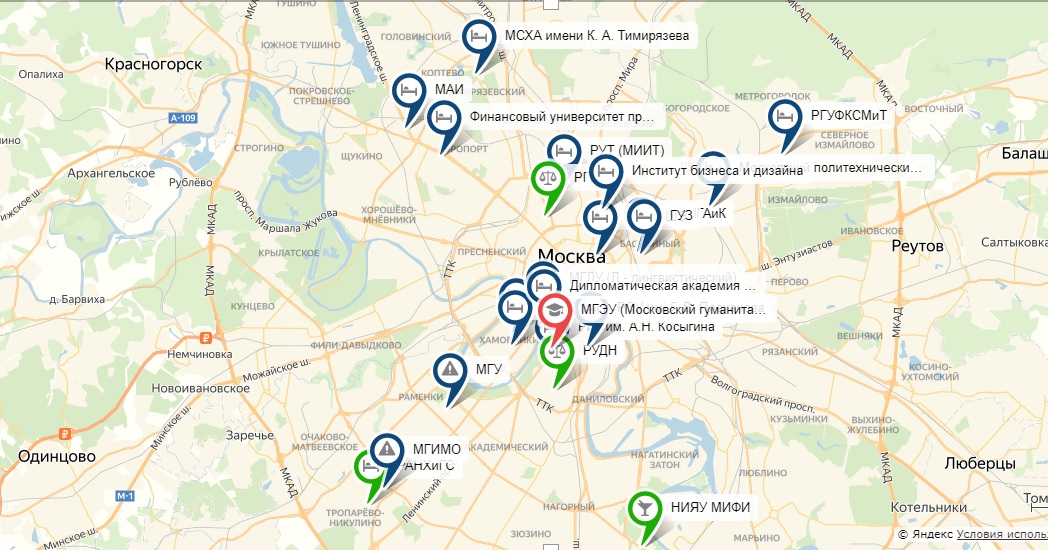 Московский государственный университет карта